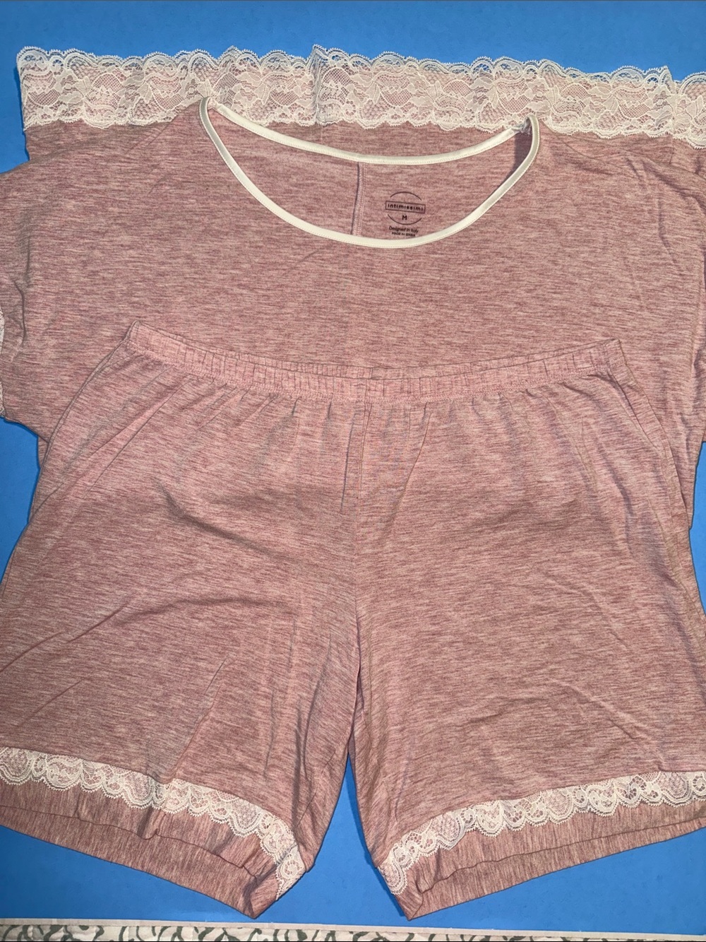 INTIMISSIMI Pink Lace-Trim Short Pajama Set